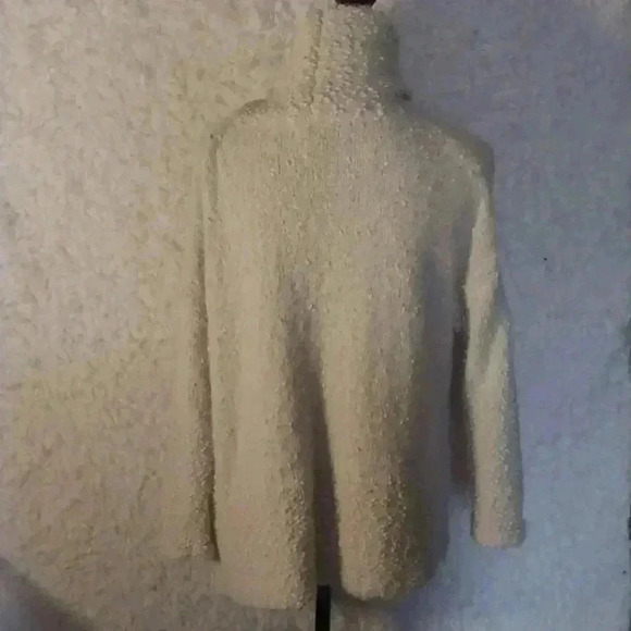 POL Boucle Popcorn Chunky Knit Oversized Sweater Cowl Neck Cream Women's Size S - Picture 5 of 9